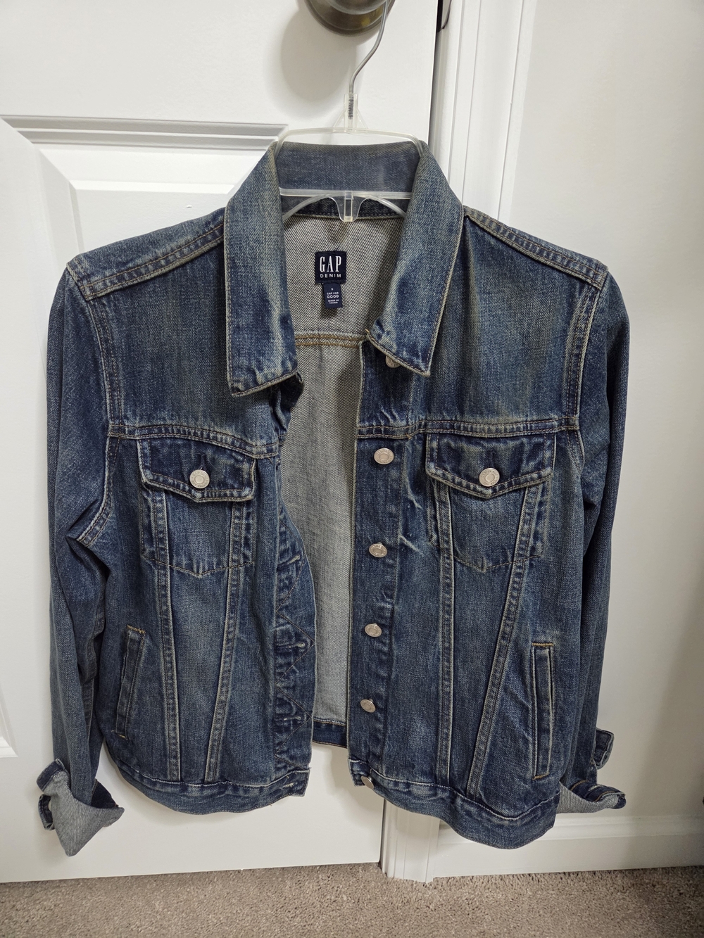 GAP Distressed Indigo Denim Trucker Jacket